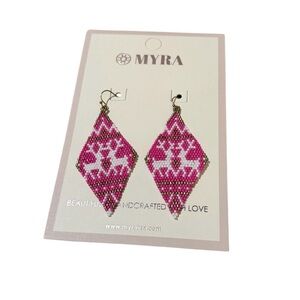 Myra Bag Fuchsia‎ and White Beaded Earrings